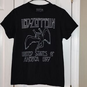Led Zeppelin United State of America 1977 black tee tshirt Sz S